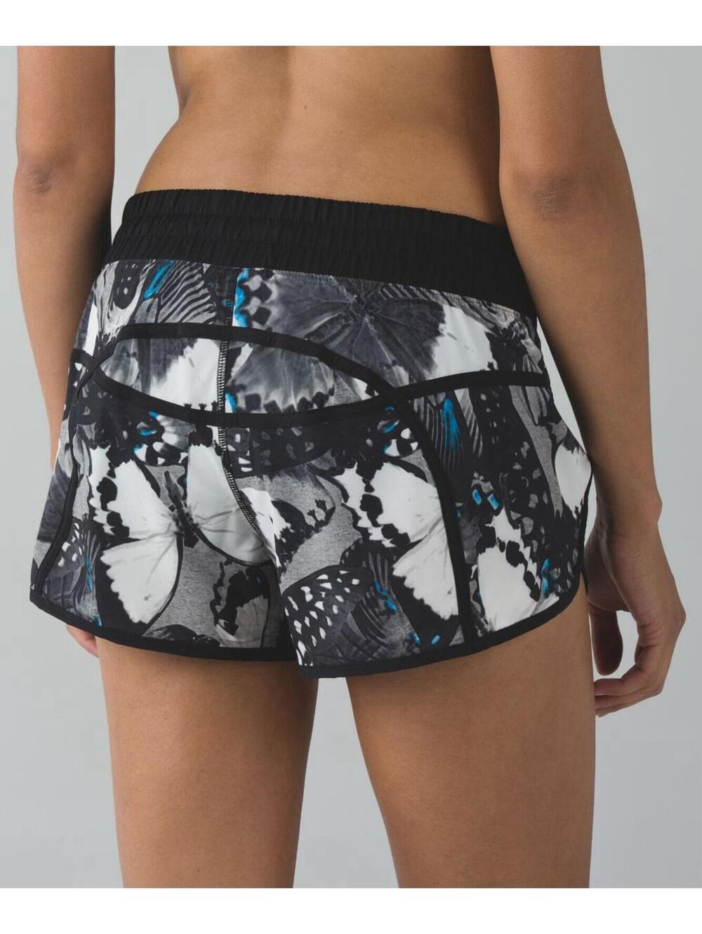 Lululemon Womens Exploded So Fly Butterfly Angel Wing Tracker Short Black Size 8